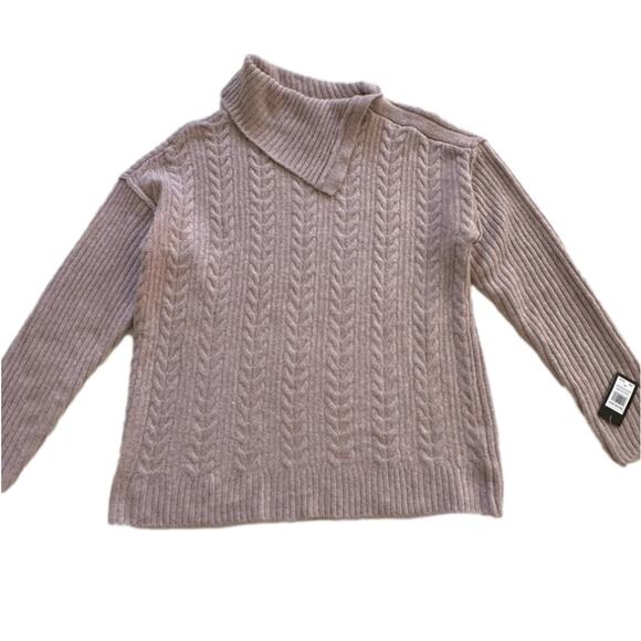 Verve Ami Womens Pink Split Shawl Cowl Neck Soft Cable Knit Tunic Sweater XL NEW - Picture 8 of 12